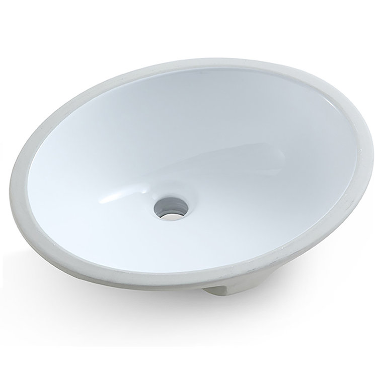 MEJE 17" White Ceramic Oval Undermount Bathroom Sink