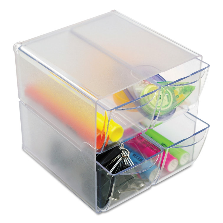 Clear Polystyrene 6" Stackable Desk Drawer Organizer Cube