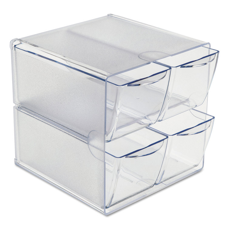 Clear Polystyrene 6" Stackable Desk Drawer Organizer Cube