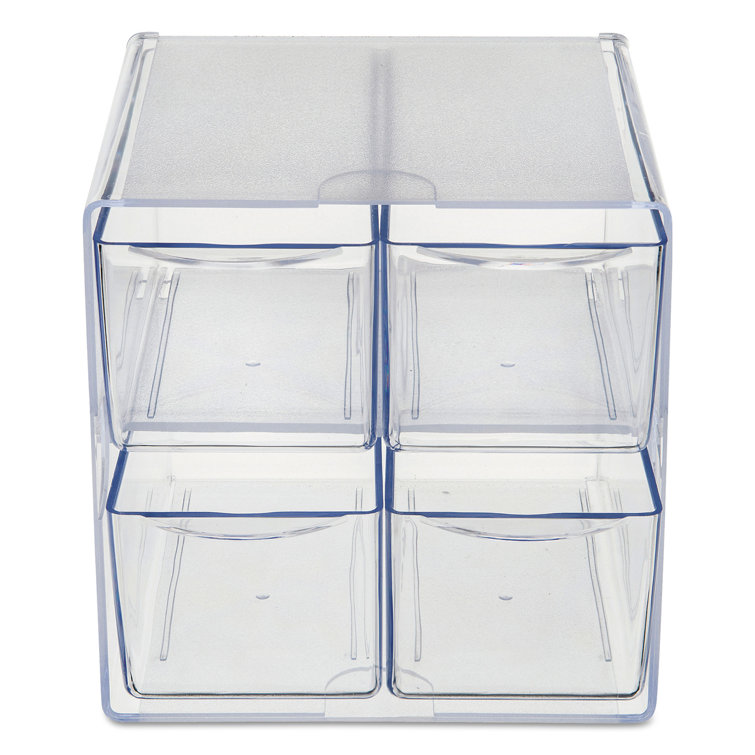 Clear Polystyrene 6" Stackable Desk Drawer Organizer Cube