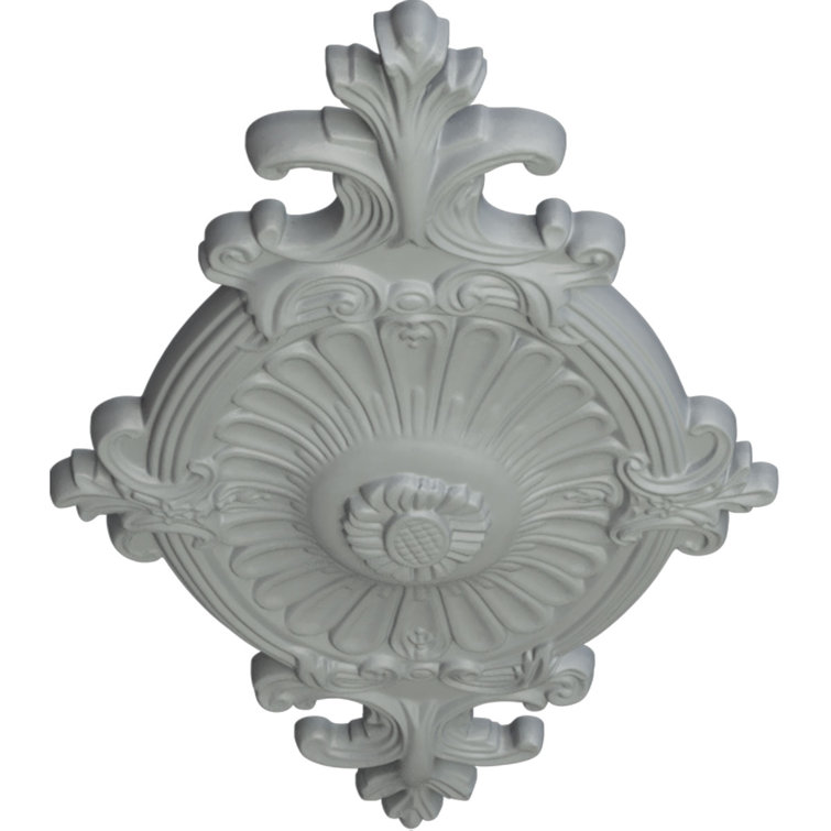 Primed White Polyurethane Rose and Ribbon Ceiling Medallion