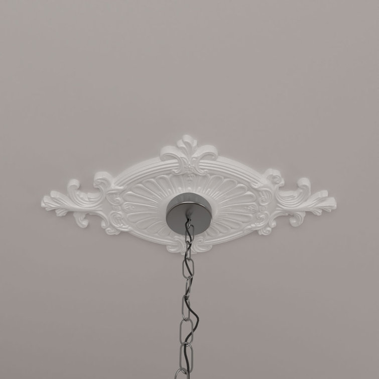 Primed White Polyurethane Rose and Ribbon Ceiling Medallion