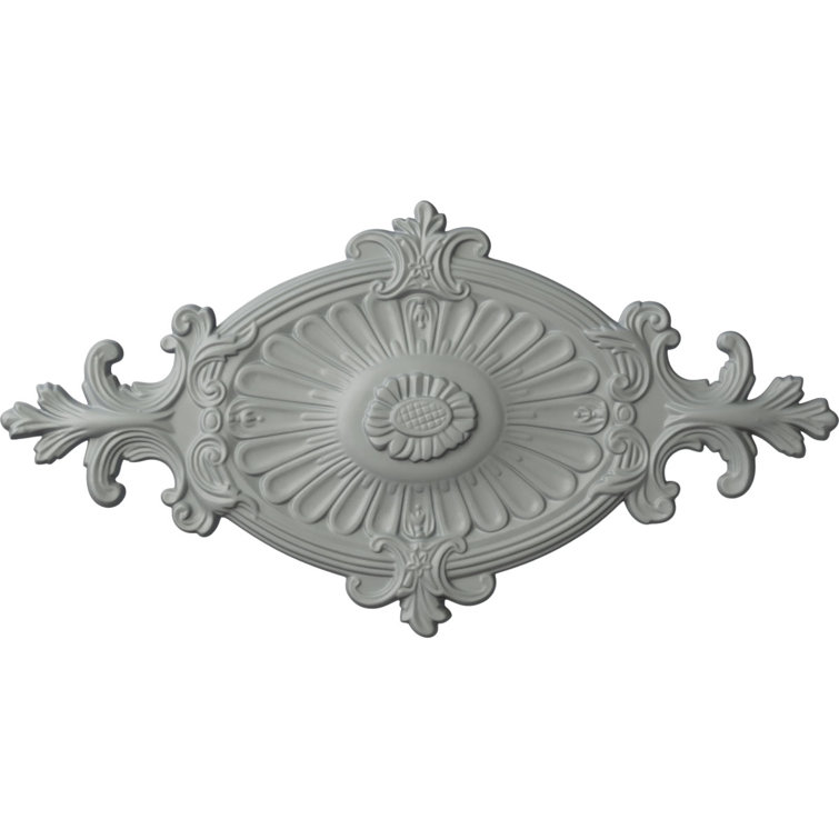 Primed White Polyurethane Rose and Ribbon Ceiling Medallion