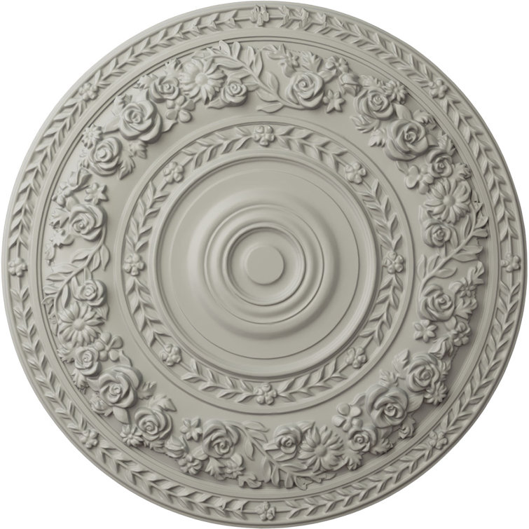 Pot of Cream Round Urethane Rose Ceiling Medallion