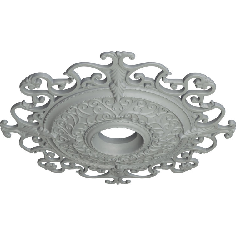 Primed Gray Round Traditional Wood Ceiling Medallion