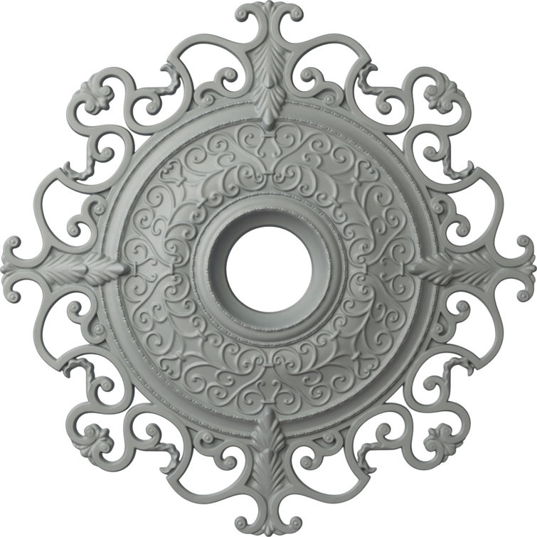 Primed Gray Round Traditional Wood Ceiling Medallion