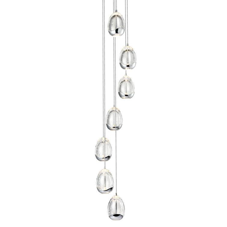 Venezia Chrome 7-Light Adjustable LED Teardrop Chandelier