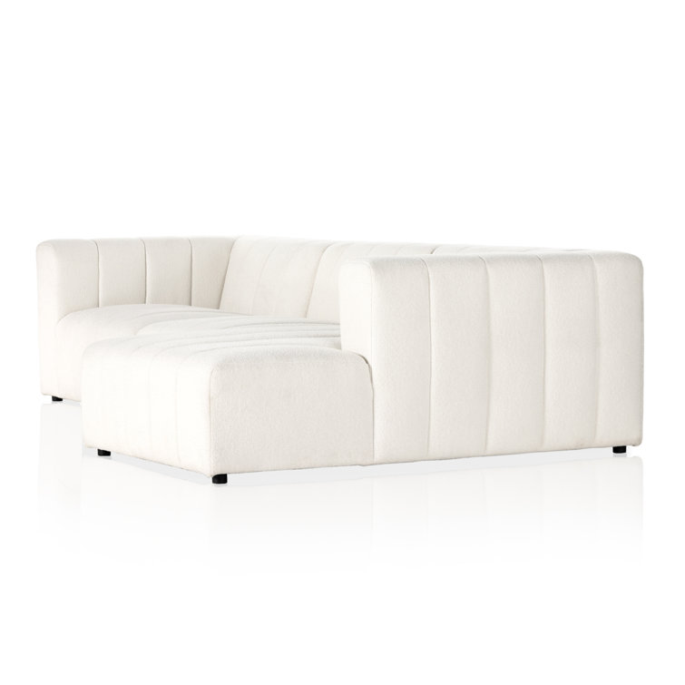 Fayette Cloud White Tufted Fabric 3-Piece Sectional Sofa