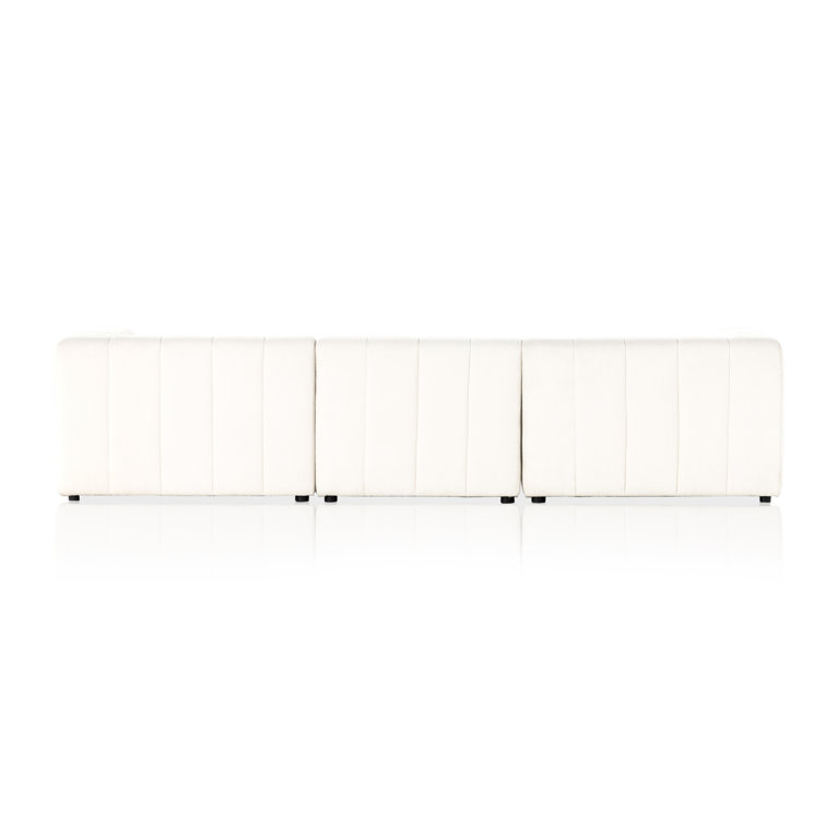 Fayette Cloud White Tufted Fabric 3-Piece Sectional Sofa