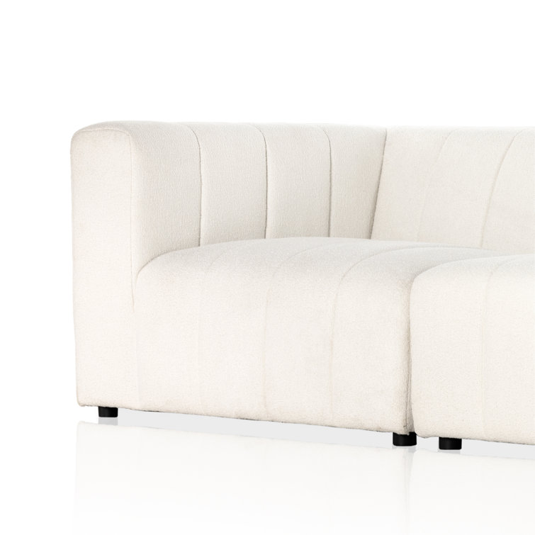 Fayette Cloud White Tufted Fabric 3-Piece Sectional Sofa