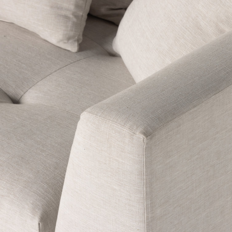 Beige Cotton Blend Two Piece Sectional Sofa with Track Arms