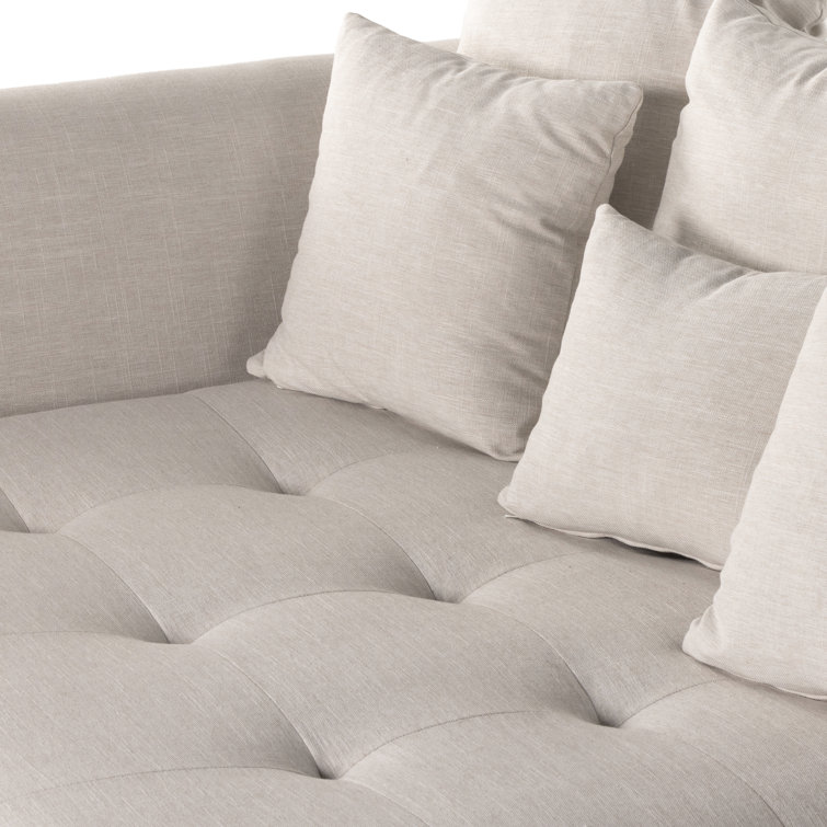 Beige Cotton Blend Two Piece Sectional Sofa with Track Arms