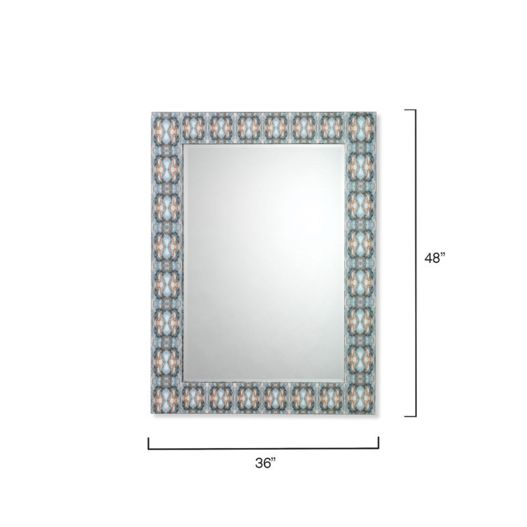 Rorschach Abstract Rectangular Wall Mirror in Indigo Blue