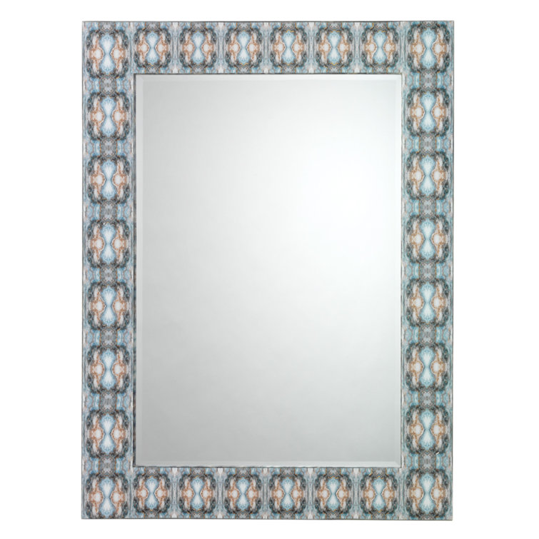 Rorschach Abstract Rectangular Wall Mirror in Indigo Blue