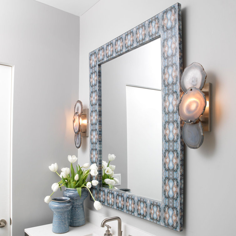 Rorschach Abstract Rectangular Wall Mirror in Indigo Blue