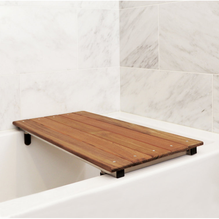Adjustable Teak Wood Spa Tub Seat with Stainless Steel Frame
