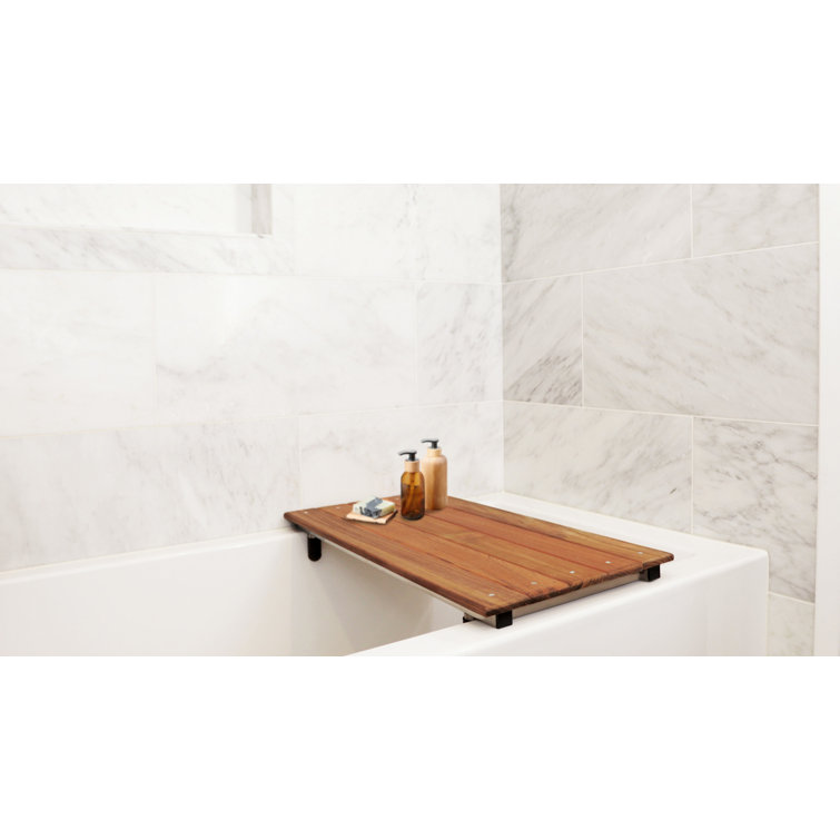 Adjustable Teak Wood Spa Tub Seat with Stainless Steel Frame
