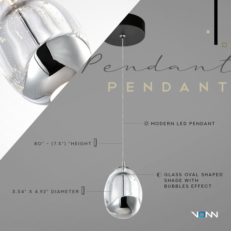 Artisan Deco Black Glass LED Pendant Light, 80" Energy Star