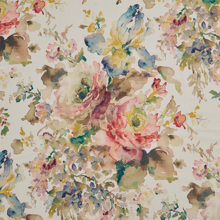 Jardin Queen Comforter in Ivory with Watercolor Floral Design