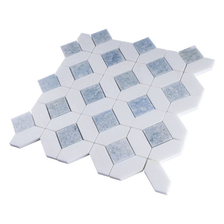 Natural White and Blue Marble Mosaic Tile