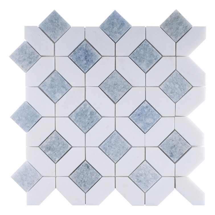 Natural White and Blue Marble Mosaic Tile