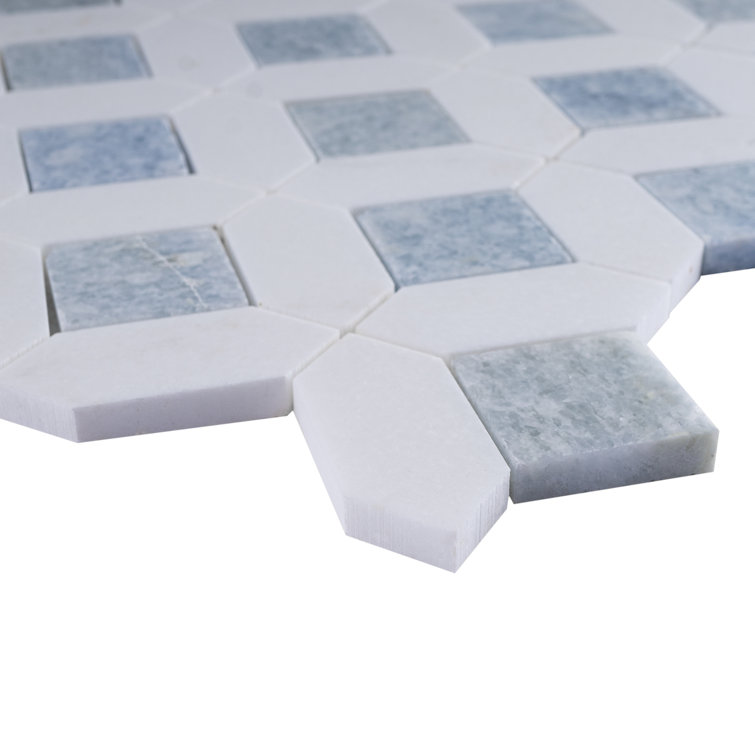 Natural White and Blue Marble Mosaic Tile