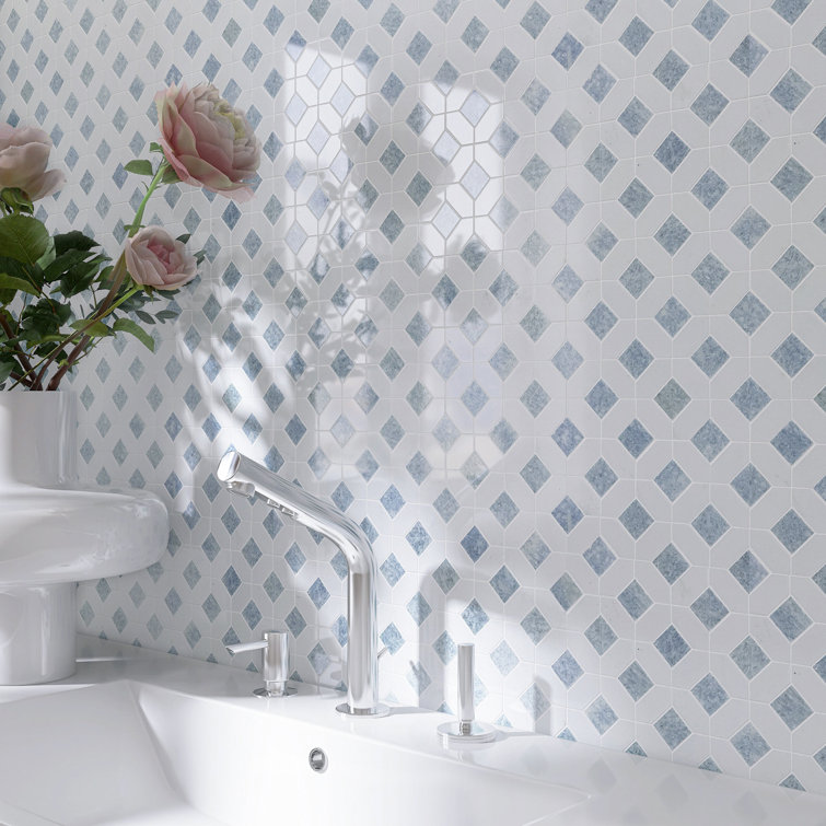 Natural White and Blue Marble Mosaic Tile