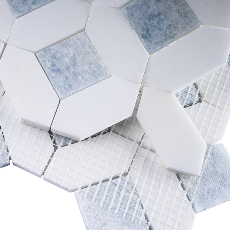 Natural White and Blue Marble Mosaic Tile