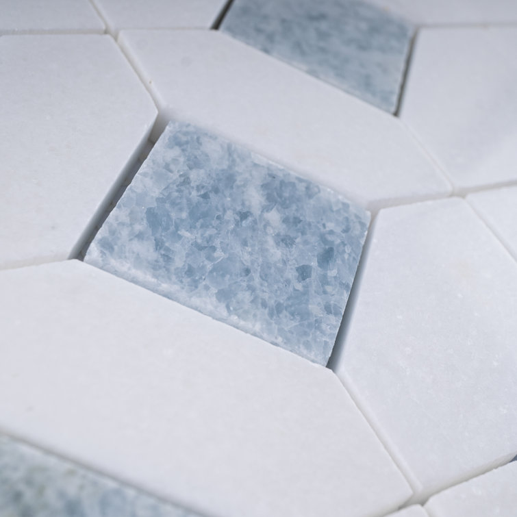 Natural White and Blue Marble Mosaic Tile