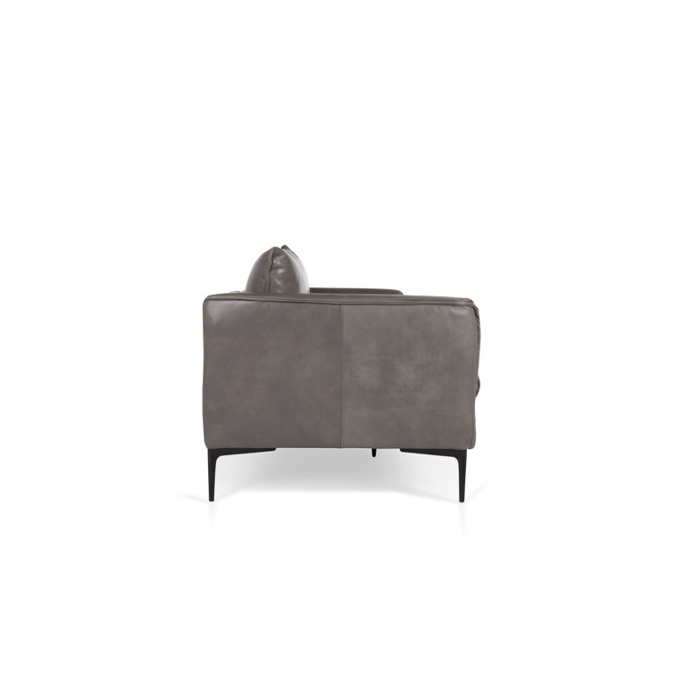 Waldorf Tan Top-Grain Leather Stationary Sofa with Tapered Wood Legs