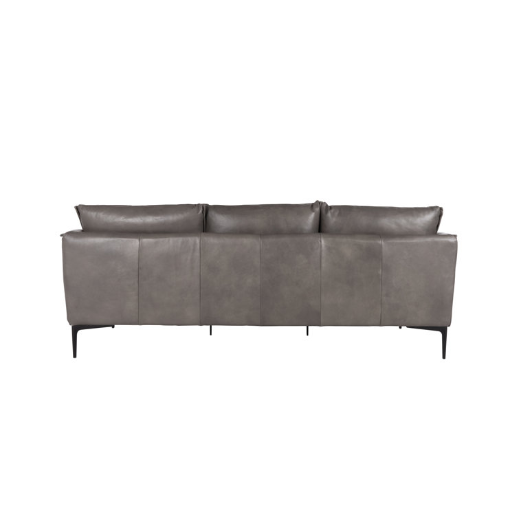 Waldorf Tan Top-Grain Leather Stationary Sofa with Tapered Wood Legs