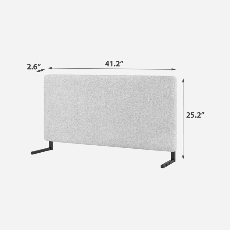 Light Gray Upholstered Queen Metal Headboard