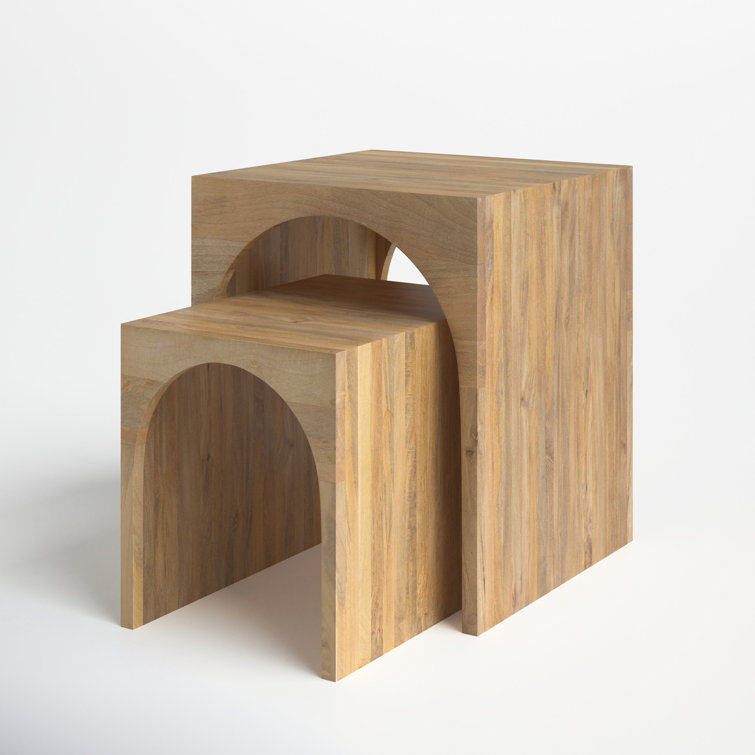 Natural Mango Wood Nesting Tables Set of Two