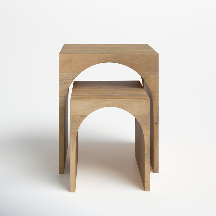 Natural Mango Wood Nesting Tables Set of Two