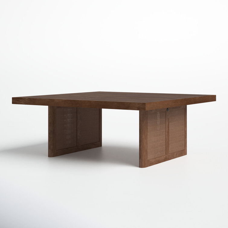 Medium Brown Mango Wood and Cane Coffee Table