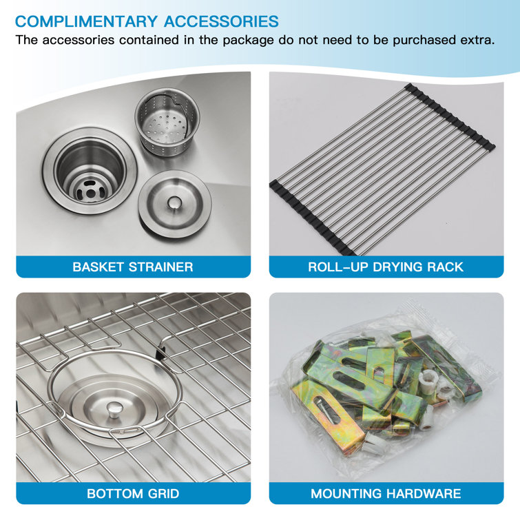 32" Stainless Steel Undermount Kitchen Sink with Accessories