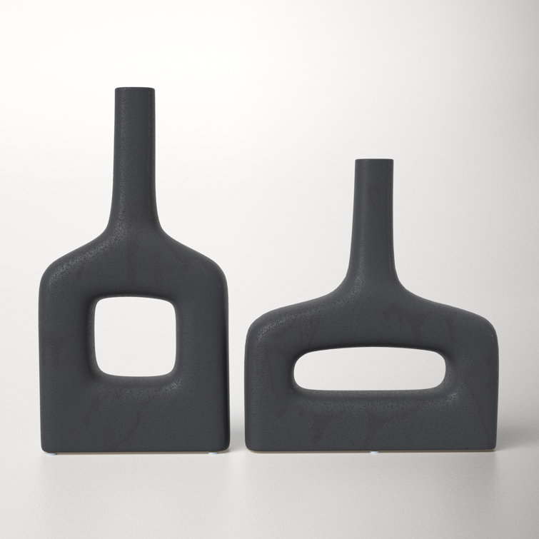 Black Ceramic Novelty Table Vase Set