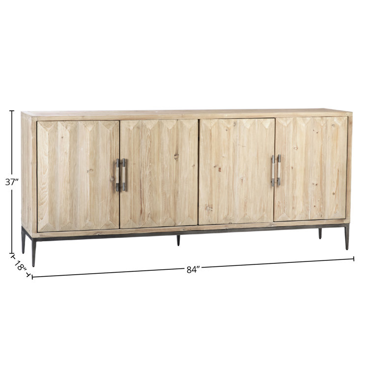 Moura 84'' Light Brown Reclaimed Pine Sideboard with Steel Base