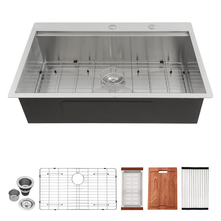 30'' Stainless Steel Single Bowl Workstation Kitchen Sink