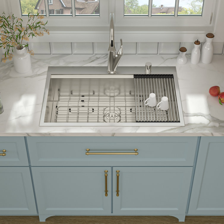30'' Stainless Steel Single Bowl Workstation Kitchen Sink
