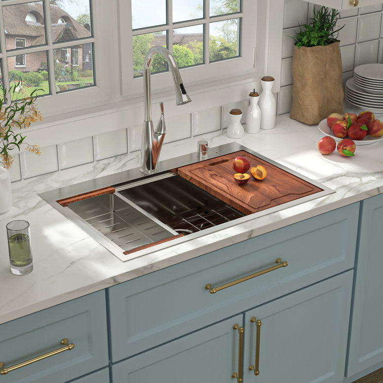 30'' Stainless Steel Single Bowl Workstation Kitchen Sink