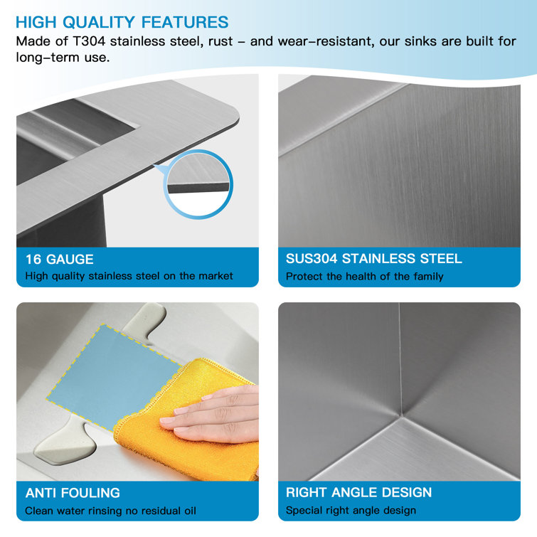 30'' Stainless Steel Single Bowl Workstation Kitchen Sink