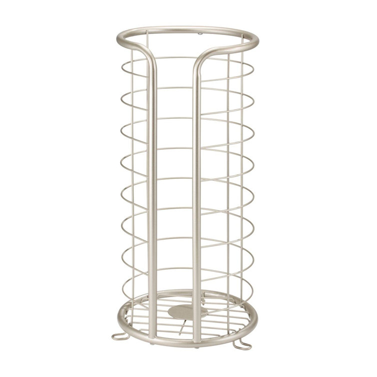 Satin Silver Steel Freestanding Toilet Paper Holder Stand