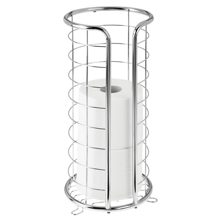 Chrome Steel Freestanding Circular Toilet Paper Holder