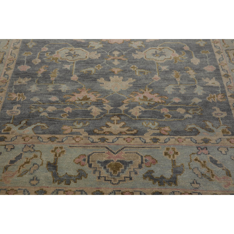 Gray and Beige Hand-knotted Wool Medallion Rug, 9' x 12'