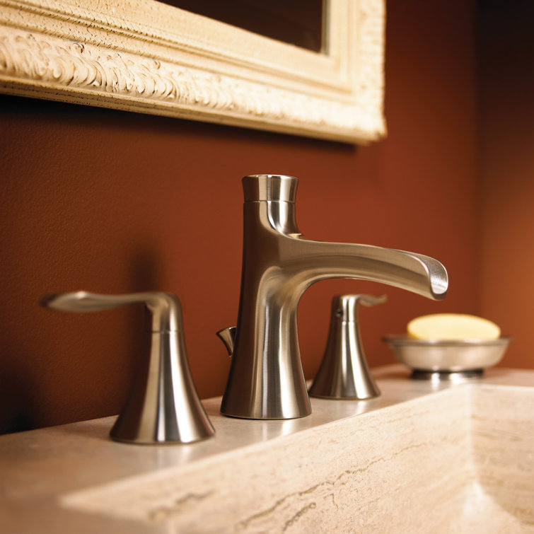 Brushed Nickel Widespread Waterfall Bathroom Faucet