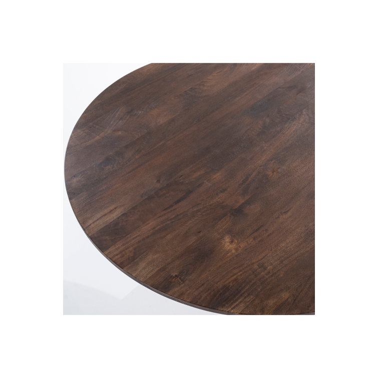 Aron Round Dark Brown Mango Wood Dining Table