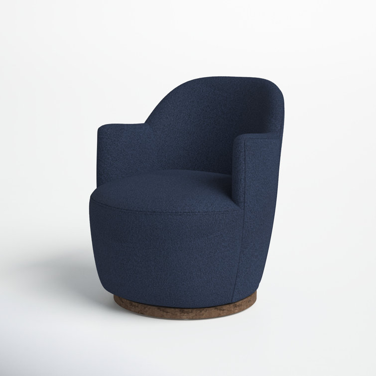 Knoll Natural Barrel Leather Swivel Chair with Wooden Base