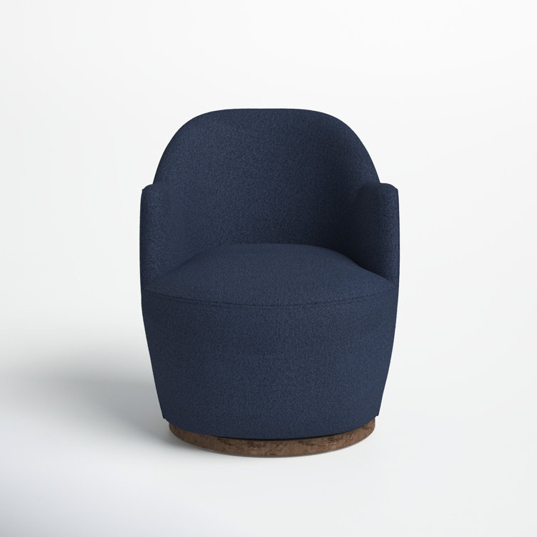 Knoll Natural Barrel Leather Swivel Chair with Wooden Base