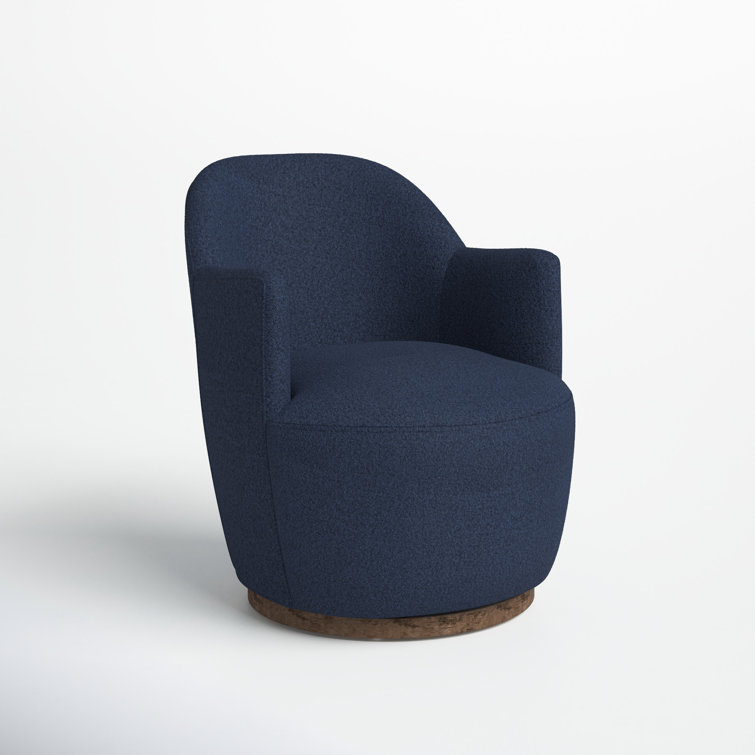 Knoll Natural Barrel Leather Swivel Chair with Wooden Base